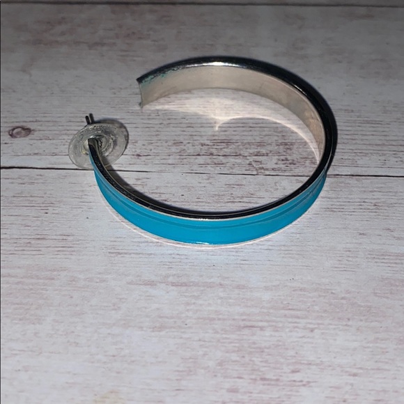 Vintage Teal Enamel Hoops - Picture 3 of 4